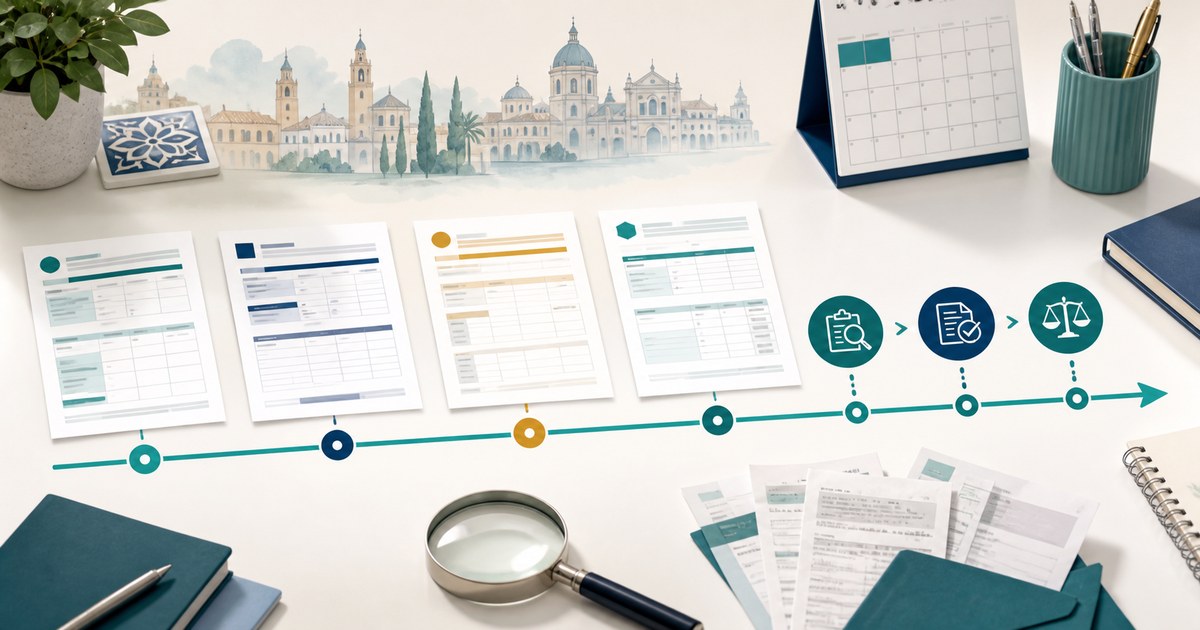 Separate Spanish Form 210 returns arranged on a review and appeal timeline
